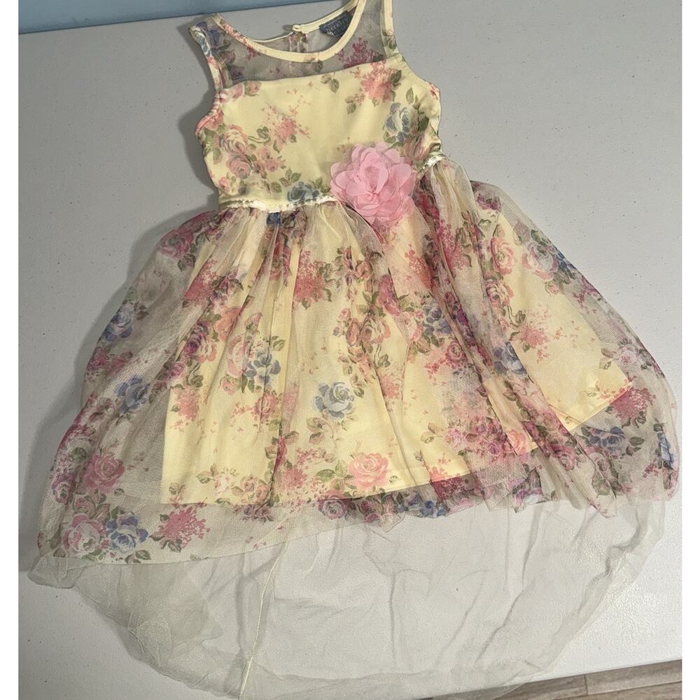Berkley Jensen Girls 5 Dress Floral Tulle Princess Garden Party Formal Hi-lo